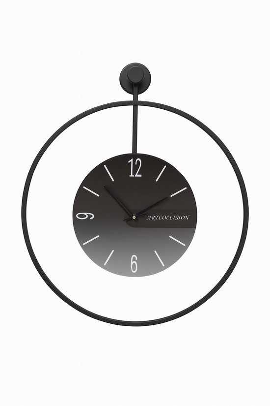Zeckhome Noir Solstice – Luxe Zwarte Wandklok 60 cm – Modern Design – Inclusief Extra Motor & 2 Sets Wijzers – Stil Quartz Uurwerk