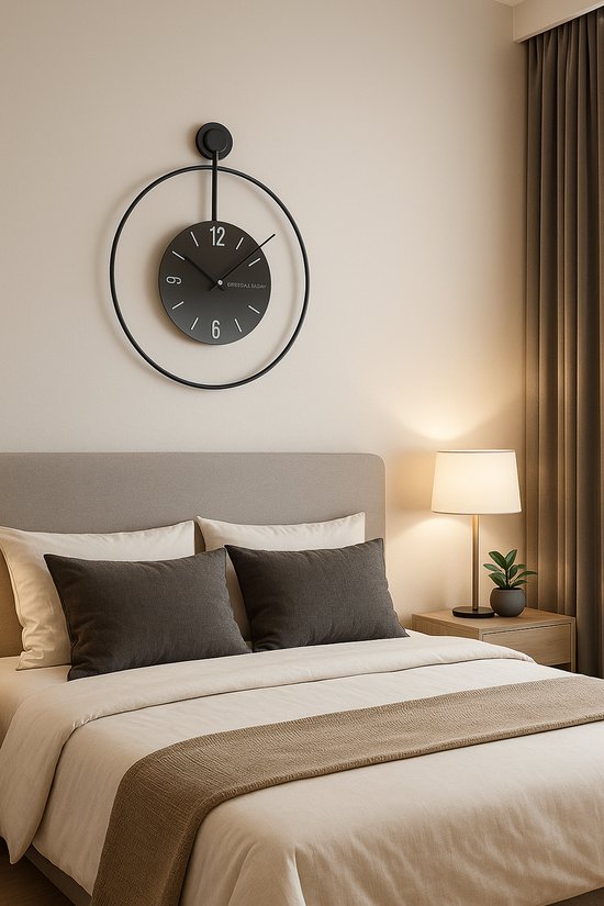 Zeckhome Noir Solstice – Luxe Zwarte Wandklok 60 cm – Modern Design – Inclusief Extra Motor & 2 Sets Wijzers – Stil Quartz Uurwerk - Afbeelding 6