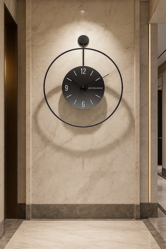 Zeckhome Noir Solstice – Luxe Zwarte Wandklok 60 cm – Modern Design – Inclusief Extra Motor & 2 Sets Wijzers – Stil Quartz Uurwerk - Afbeelding 3