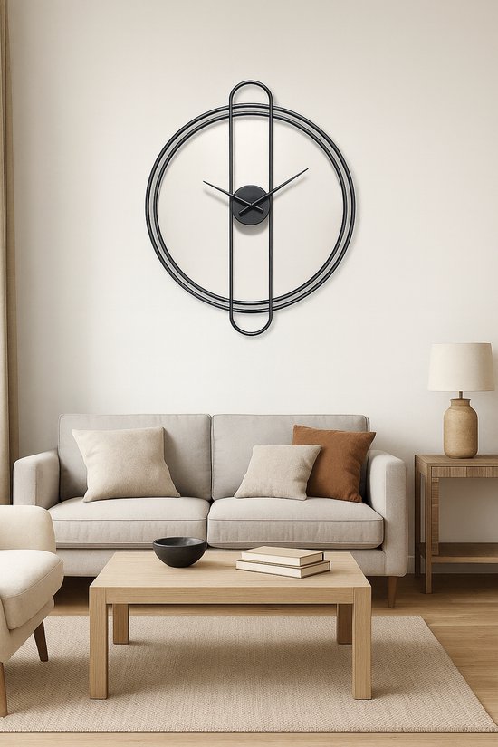 Zeckhome Nordic Majesty Luxe Design Wandklok – 67 cm – Stil Quartz Uurwerk – Zwarte & Gouden Wijzers - Afbeelding 2