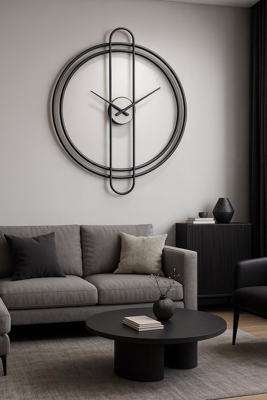 Zeckhome Nordic Majesty Luxe Design Wandklok – 67 cm – Stil Quartz Uurwerk – Zwarte & Gouden Wijzers - Afbeelding 6