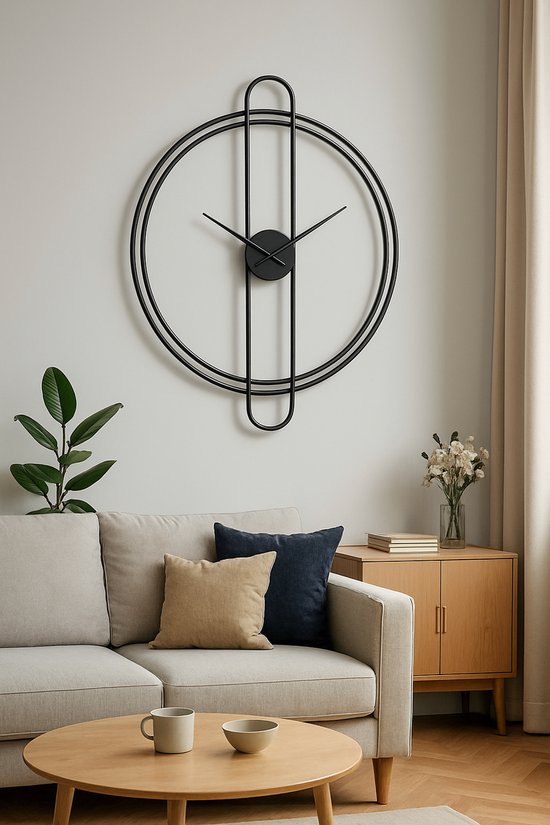 Zeckhome Nordic Majesty Luxe Design Wandklok – 67 cm – Stil Quartz Uurwerk – Zwarte & Gouden Wijzers - Afbeelding 5
