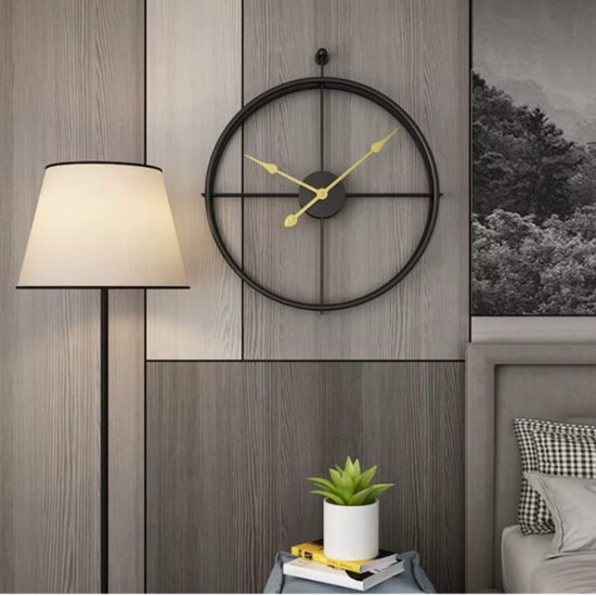 Zeckhome Aurum Noir – Wandklok – Rond Metaal – Industrieel Design – Stil Uurwerk – 92cm- Inclusief gouden en zwarte wijzers - Afbeelding 8