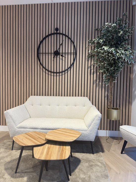 Zeckhome Aurum Noir – Wandklok – Rond Metaal – Industrieel Design – Stil Uurwerk – 92cm- Inclusief gouden en zwarte wijzers - Afbeelding 7