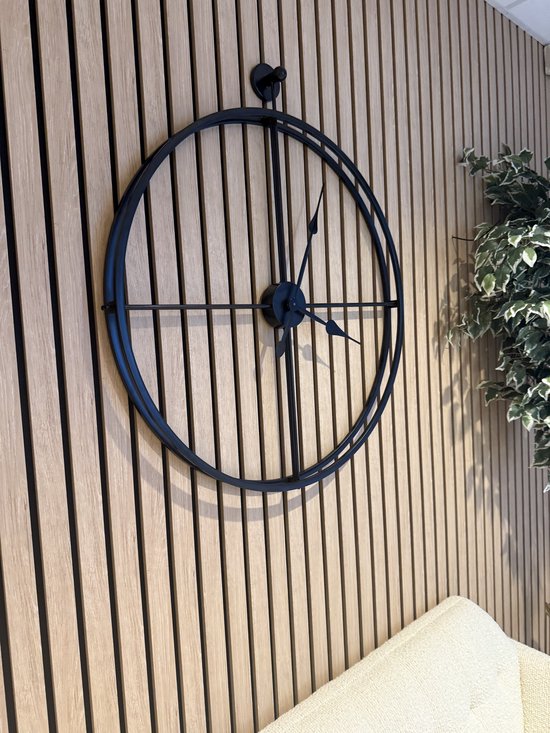 Zeckhome Aurum Noir – Wandklok – Rond Metaal – Industrieel Design – Stil Uurwerk – 92cm- Inclusief gouden en zwarte wijzers - Afbeelding 5