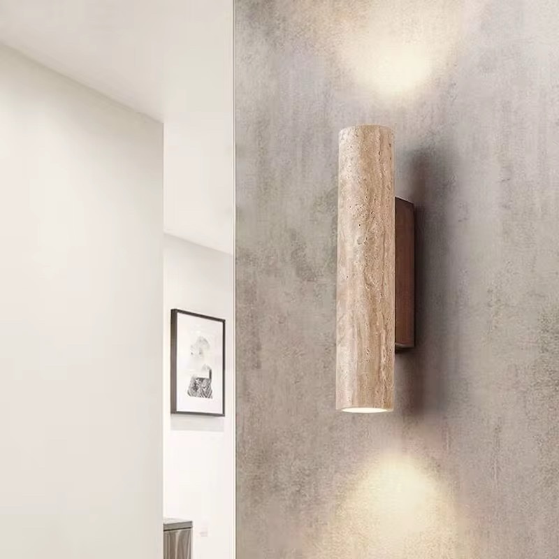 Zeckhome Terra Beam – Wandlamp – Travertin Marmer – Japandi Design – LED – Warm Licht – 32 cm - Afbeelding 2