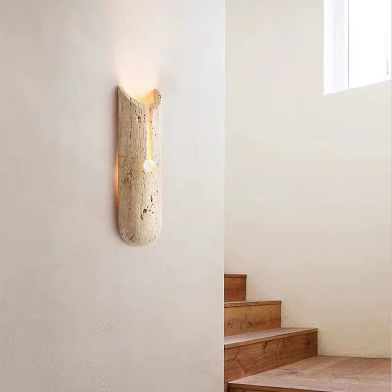 Zeckhome Terra Vault – Wandlamp – Travertin Marmer – Modern Japandi Design – LED – 35 cm – Warm Wit Licht - Afbeelding 4