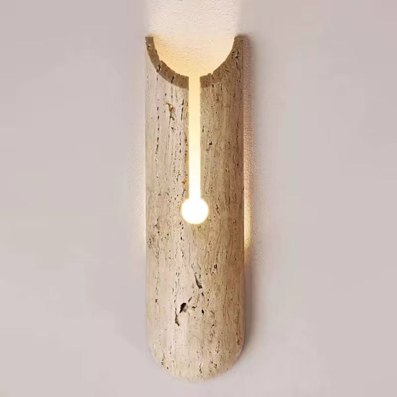 Zeckhome Terra Vault – Wandlamp – Travertin Marmer – Modern Japandi Design – LED – 35 cm – Warm Wit Licht - Afbeelding 5
