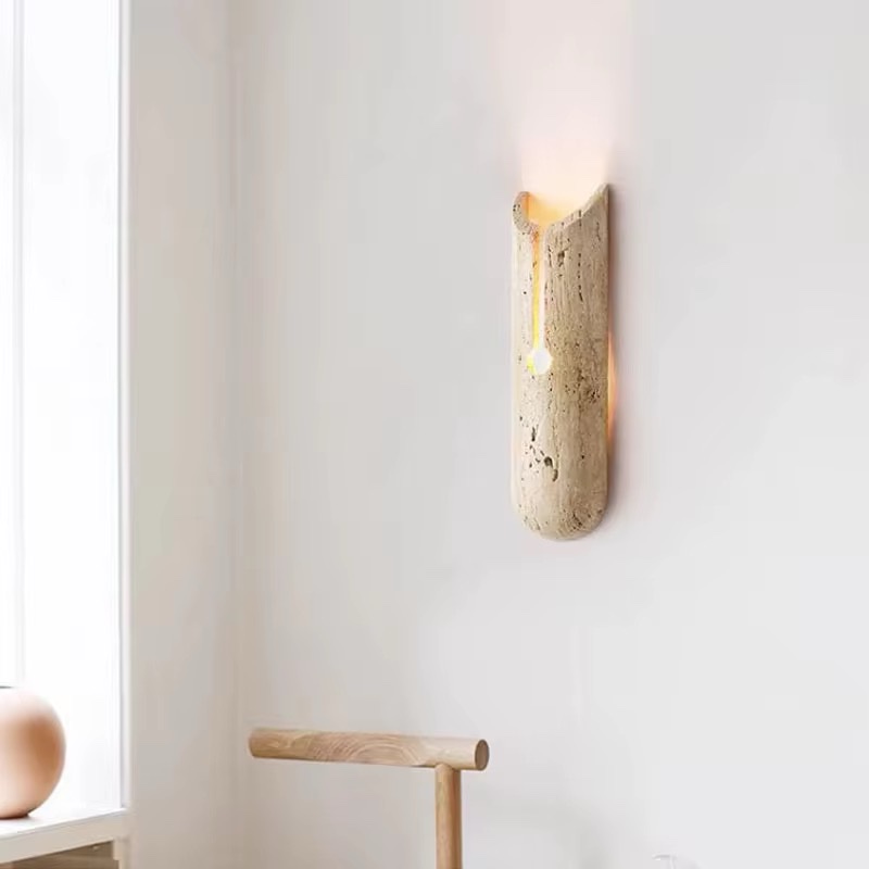 Zeckhome Terra Vault – Wandlamp – Travertin Marmer – Modern Japandi Design – LED – 35 cm – Warm Wit Licht - Afbeelding 6