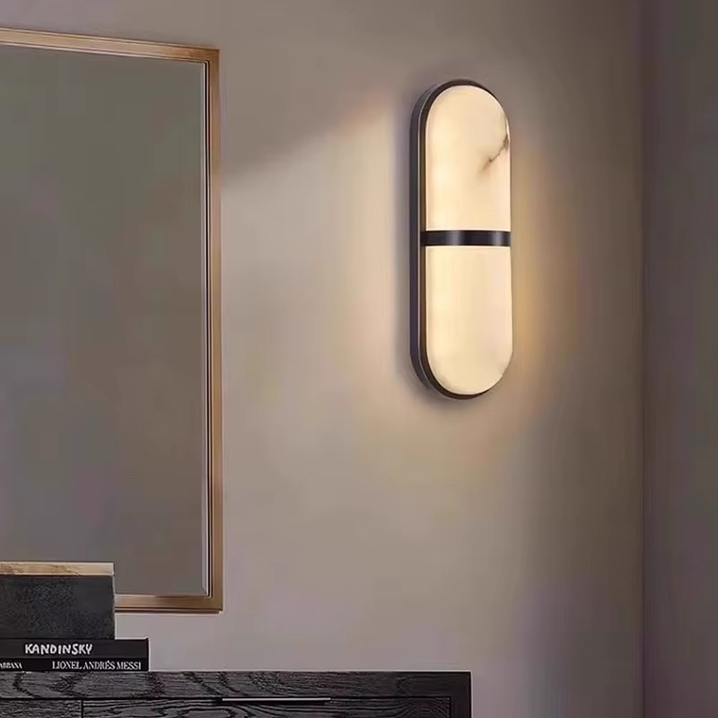 Zeckhome Aurea Lux – Wandlamp – Albast Marmer – LED – Warm Licht – Dimbaar – Modern Design – 41 cm – Langwerpig - Afbeelding 5