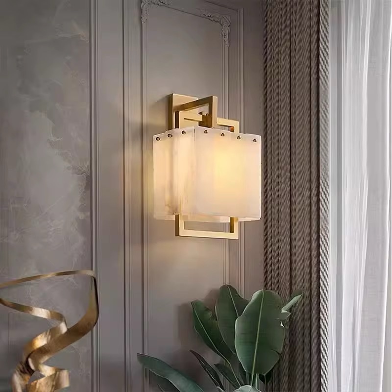 Zeckhome Aurelia Brass – Wandlamp – Albast & Messing – Modern Design - Afbeelding 4